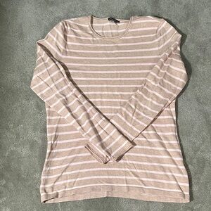 J. McLaughlin Beige and White Striped Long Sleeve Top